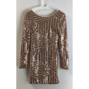 Charlotte Russe Rose Gold Sequin Stretchy Lined Cocktail Party Dress XS 🤩